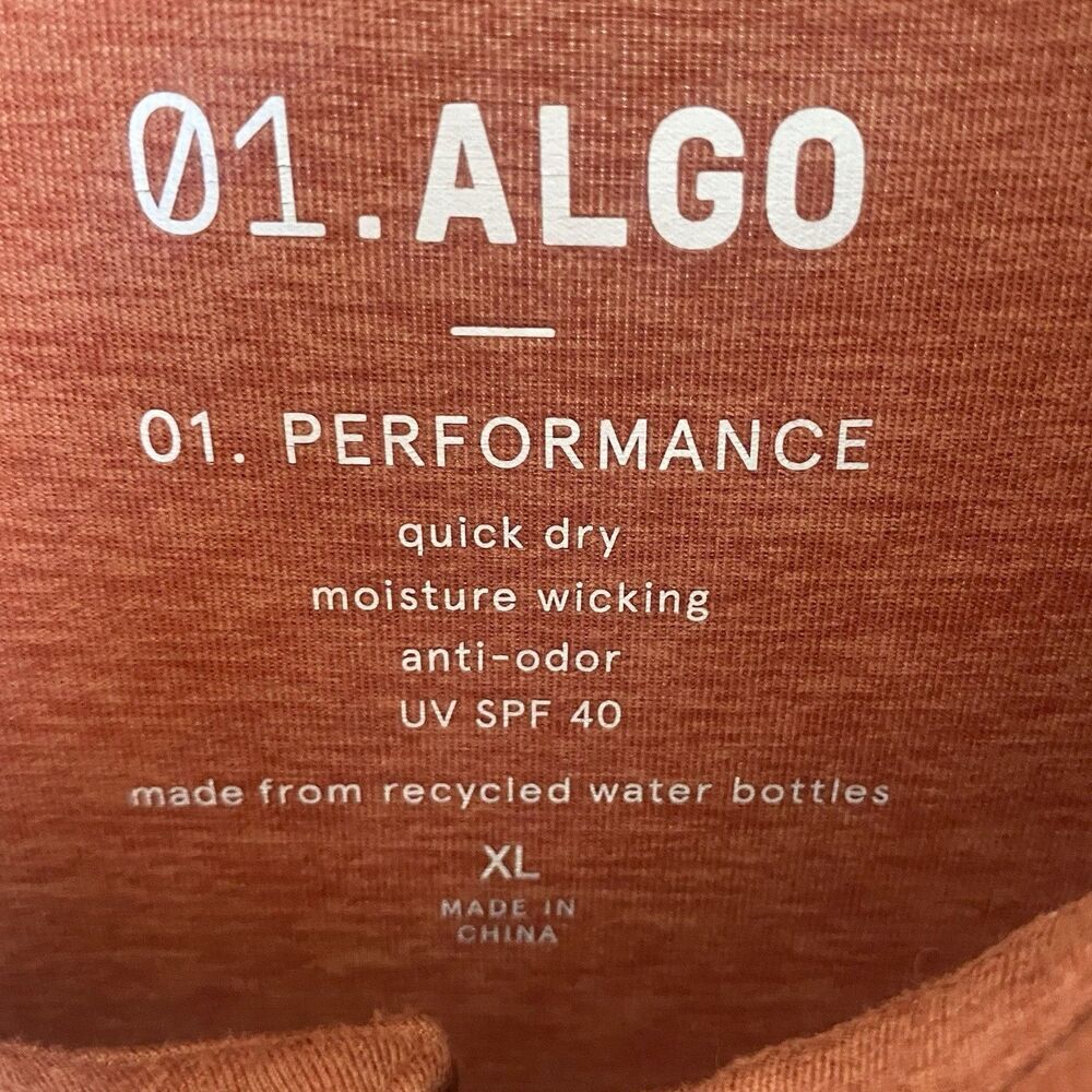 01.Algo Mens XL Performance Polo Shirt Rust Orange Quick Dry Anti-Odor SPF 40 - Picture 6 of 7
